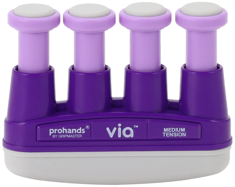 [Australia] - PROHANDS VIA Hand Exerciser, Finger Exerciser (Hand Grip Strengthener), Spring-Loaded, Finger-Piston System, Isolate and Exercise Each Finger 6 lb (Medium Tension) Purple - Via 
