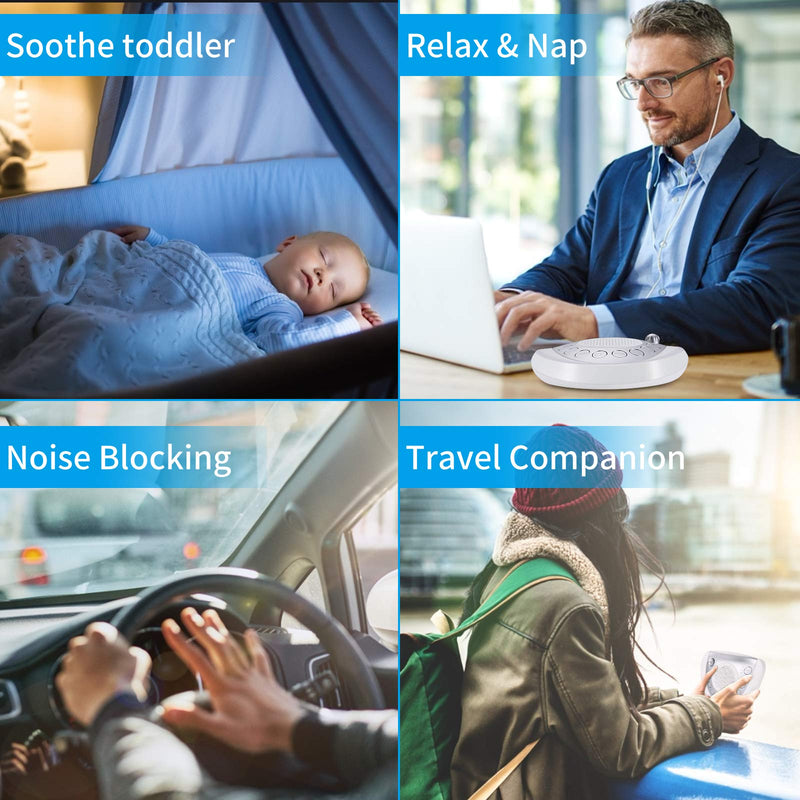 [Australia] - White Noise Machine Raynic Sound Machine Portable Sleep Machine with 24 Natural Soothing Sounds, Timer, USB Port, Headphone Jack for Baby, Kids, Adults, Travel, Office, Home (Silver) Silver 