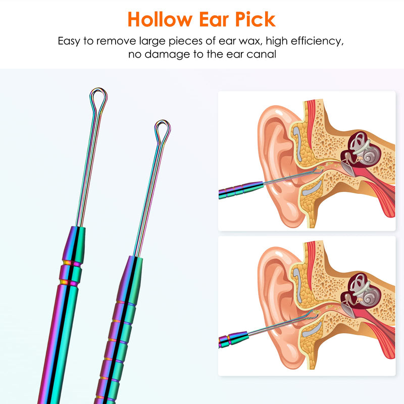 [Australia] - Ear Cleaning Kit,Safe Ear Wax Removal Tool,Earwax Removal Kit,Easy to Use,Painless Ear Pick,with Storage Box and Cleaning Brush (Titanium) Titanium 