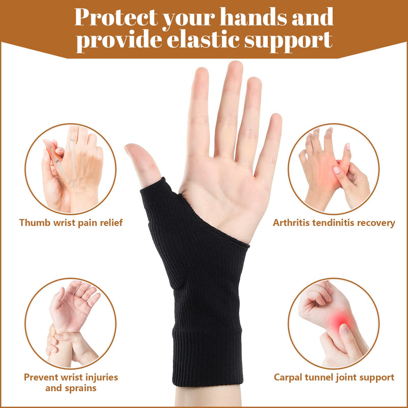 [Australia] - 3 Pairs Thumb Compression Gloves Wrist Brace Gloves Wrist Support Fingerless Glove Thumb Arthritis Compression Sleeve with Gel Pad for Wrist Joint Relieve Pain 