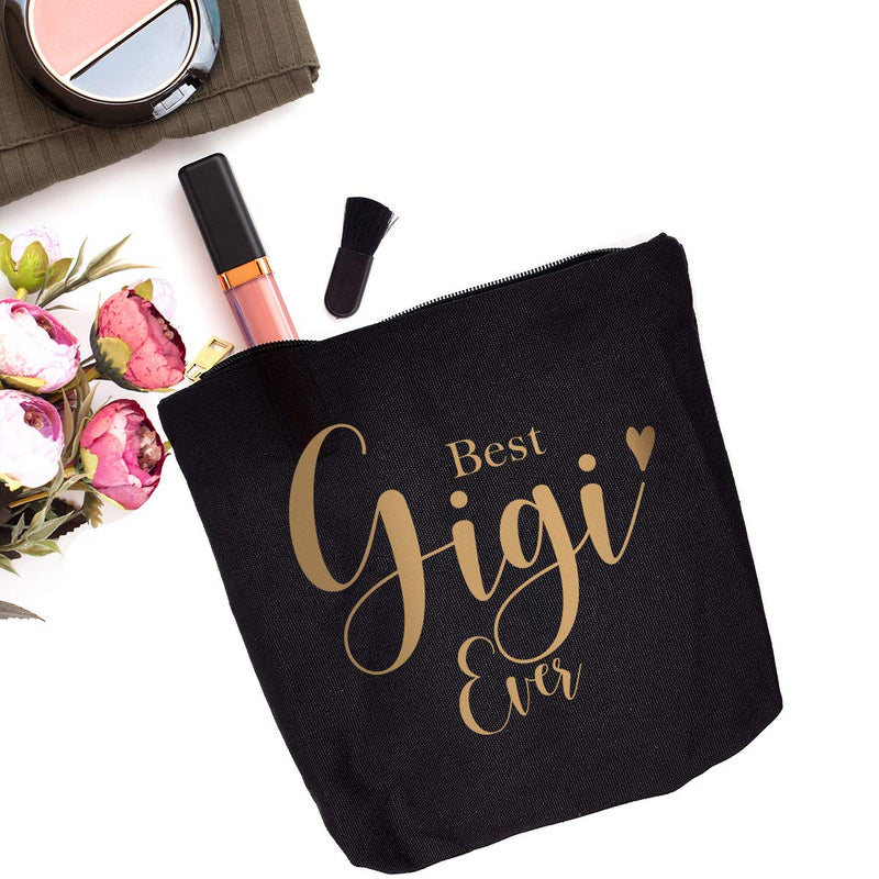 [Australia] - Best Gigi Ever -Makeup Bag- Birthday | Christmas | New Gigi,Gigi Gifts for Grandma, Funny Gigi Birthday Gifts,- Grandma Gifts from Granddaughter, Grandson - New Grandma(Black Gold) 