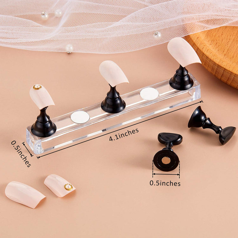 [Australia] - 2 Sets Acrylic Nail Display Stand Nail Tip Practice Holder Magnetic Nail Practice Stand Fingernail DIY Nail Art Stand for False Nail Tip Manicure Tool Home Salon Use (Black) Black 