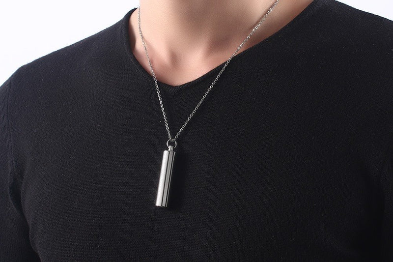 [Australia] - VNOX Pack of 2/3/4/5 -Unisex Customize Memorial Keepsake Stainless Steel Cylinder Cremation Ashes Necklace L-11MM*47MM(Plain) 1 piece 