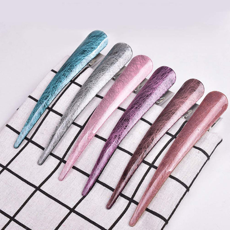 [Australia] - Lurrose 6pcs Duck Teeth Bows Hair Clips Acrylic Duckbill Hair Clips Alligator Hair Pins Barrettes Hair Styling Accessories for Women Lady (Mixed Color) 
