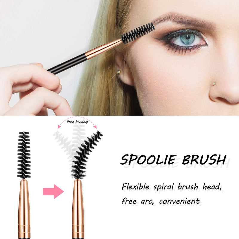 [Australia] - 12 Packs Duo Eyebrow Brush, Spoolie Brush and Angled Brow Brush, Multi-functional Mini Eyelash Brush for Tinting Angled Eyebrow, Suitable for Cream Gel (Gold) Gold 