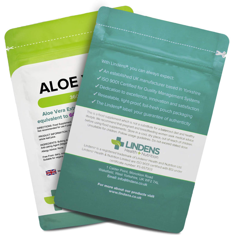 [Australia] - Lindens Aloe Vera 6000mg Tablets - 360 Pack - Concentrated Extract, Equivalent to 6000mg Aloe Vera Leaf Juice - UK Manufacturer, Letterbox Friendly 