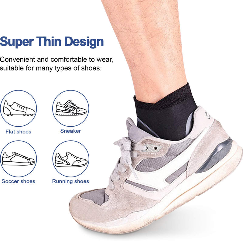 [Australia] - Beister 1 Pair Ankle Support Breathable Neoprene Compression Ankle Brace for Men and Women, Elastic Sprain Foot Sleeve for Sports Protect, Arthritis, Plantar Fasciitis, Achilles tendonitis, Recovery Black Large (Pack of 2) 