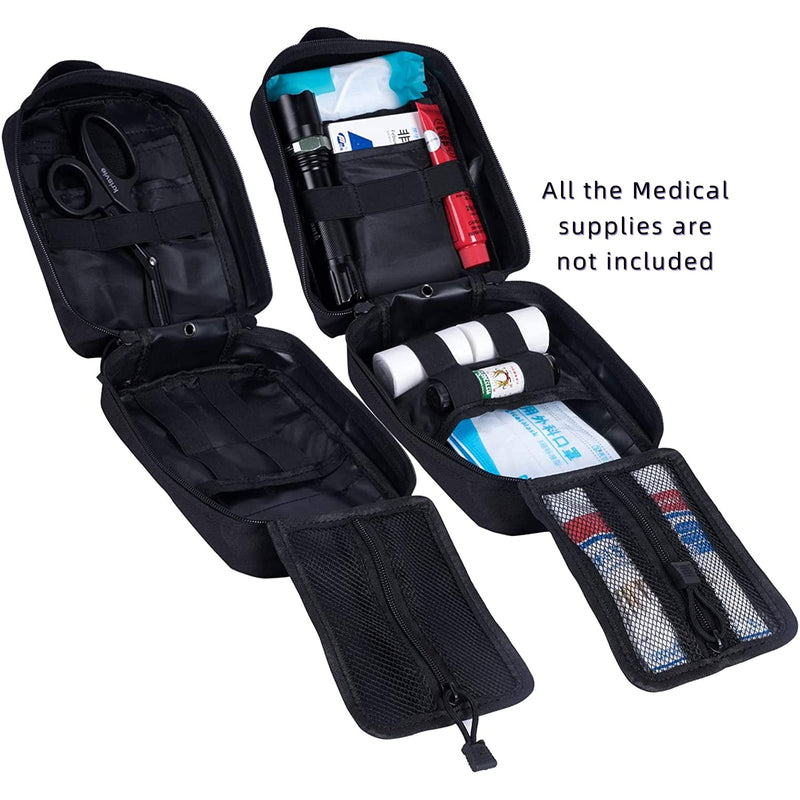 [Australia] - Krisvie 2Pack First Aid Molle Pouch EMT Pouch Detachable Tactical Medical Bag for Outdoor Activities with Shear Black 