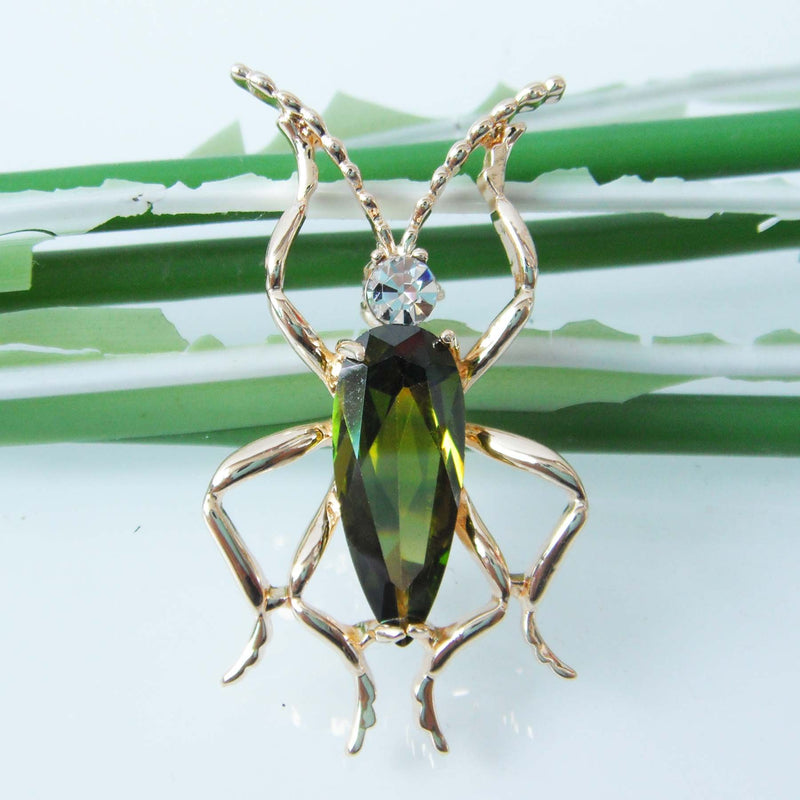 [Australia] - Navachi 18k Gold Plated Green Zircon Crystal Bug Az7461b Brooch pin 