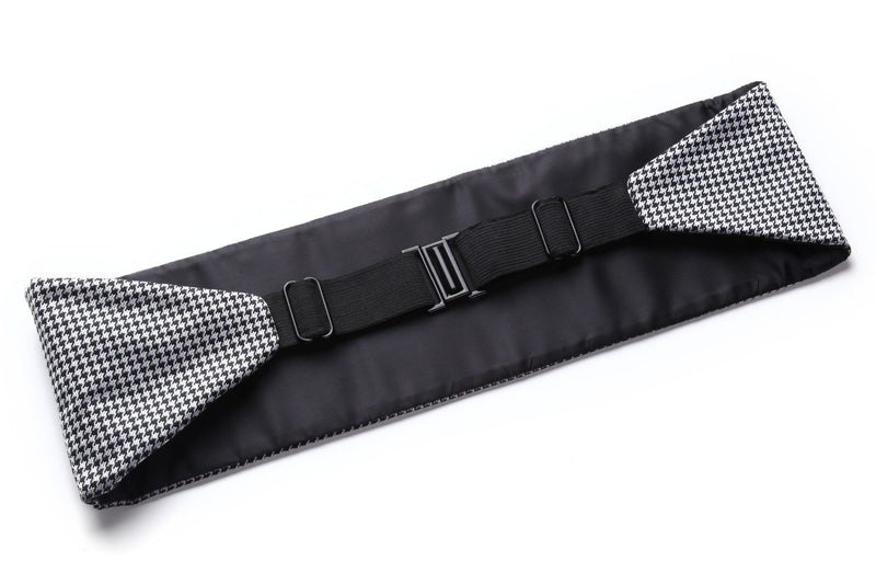 [Australia] - HISDERN men's formal Cummerbund with bow tie and pocket square adjustable suit wedding party suit Silver&black One Size 