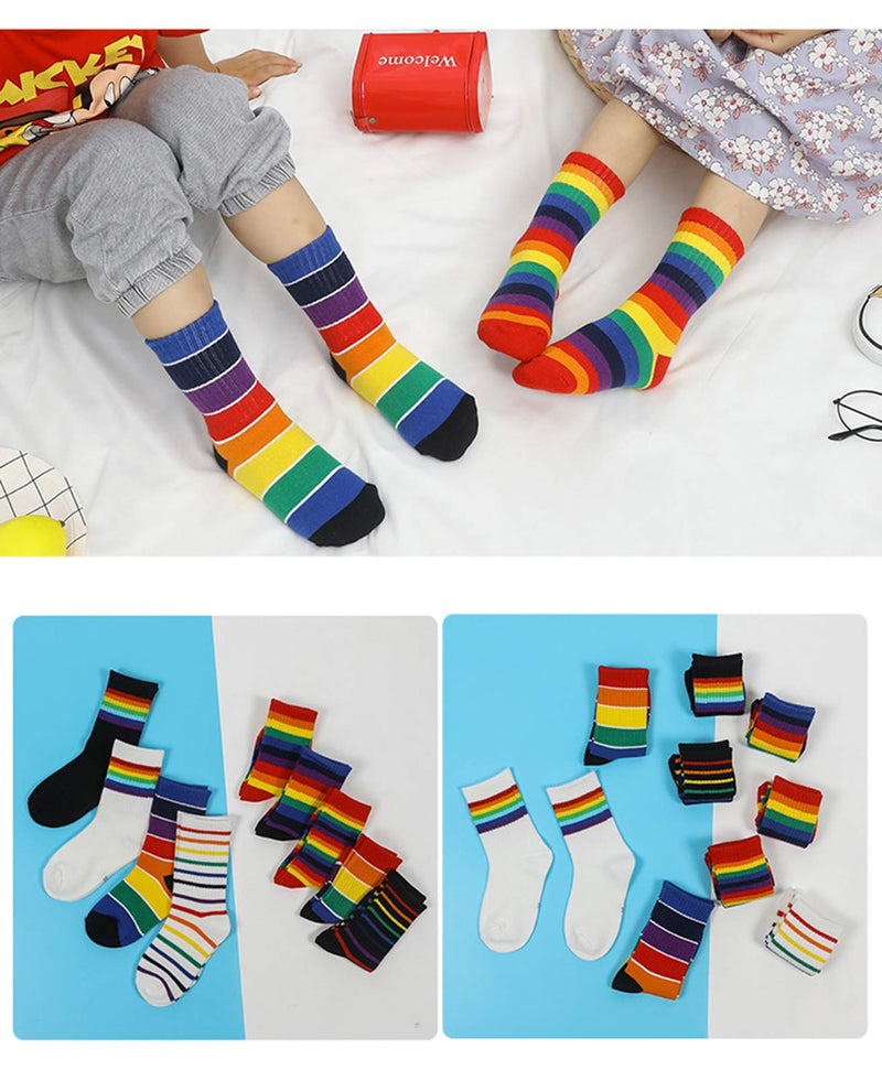 [Australia] - Xiyadun Unisex Toddler And Kids Striped Rainbow Crew Socks Colorful Cotton Socks Packs 1-3T Assorted 4 Pack 