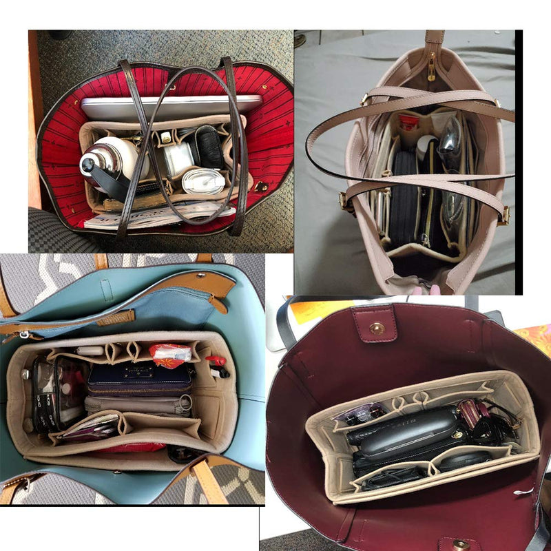 [Australia] - Lmeison Felt Fabric Purse Handbag Organizer Insert Bag For Speedy Neverfull Tote, 3 Sizes Medium Beige 