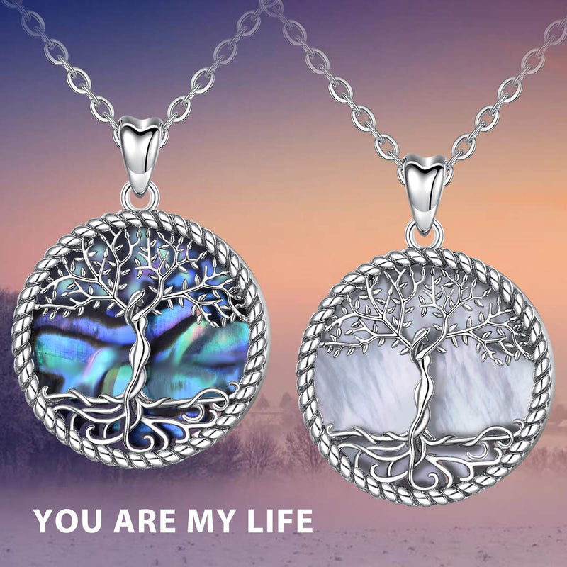 [Australia] - AEONSLOVE Sterling Silver Tree of Life Necklace Abalone Shell Mother of Pearl Family Tree Pendant Necklaces Jewelry Gifts for Women Girls, 18'' Chain 