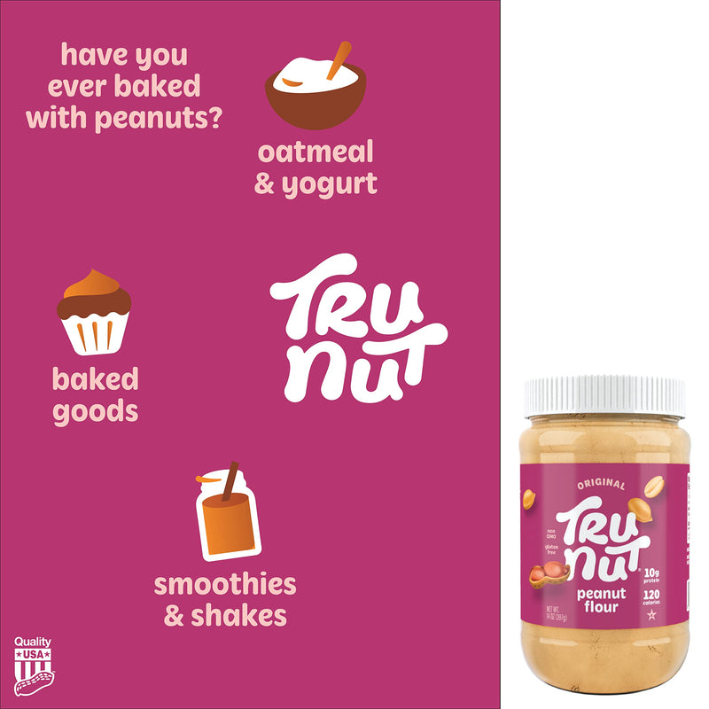 [Australia] - Tru-Nut Peanut Flour - Gluten Free Keto Flour For Baking, Good Source of Plant Protein - Low Carb, Non-GMO, Vegan, Keto Friendly | No Sugar Added | 18 Servings 14oz 