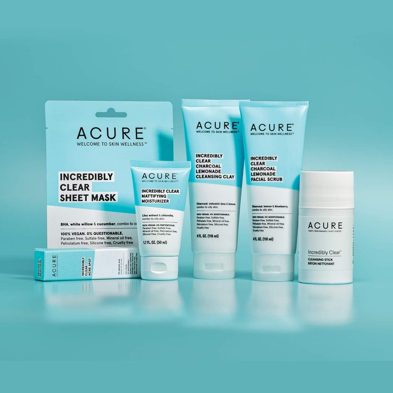 [Australia] - ACURE Incredibly Clear Charcoal Lemonade Facial Scrub | 100% Vegan | For Oily to Normal & Acne Prone Skin | Charcoal, Lemon & Blueberry - Exfoliates & Detoxifies | 4 Fl Oz (Packaging May Vary) 