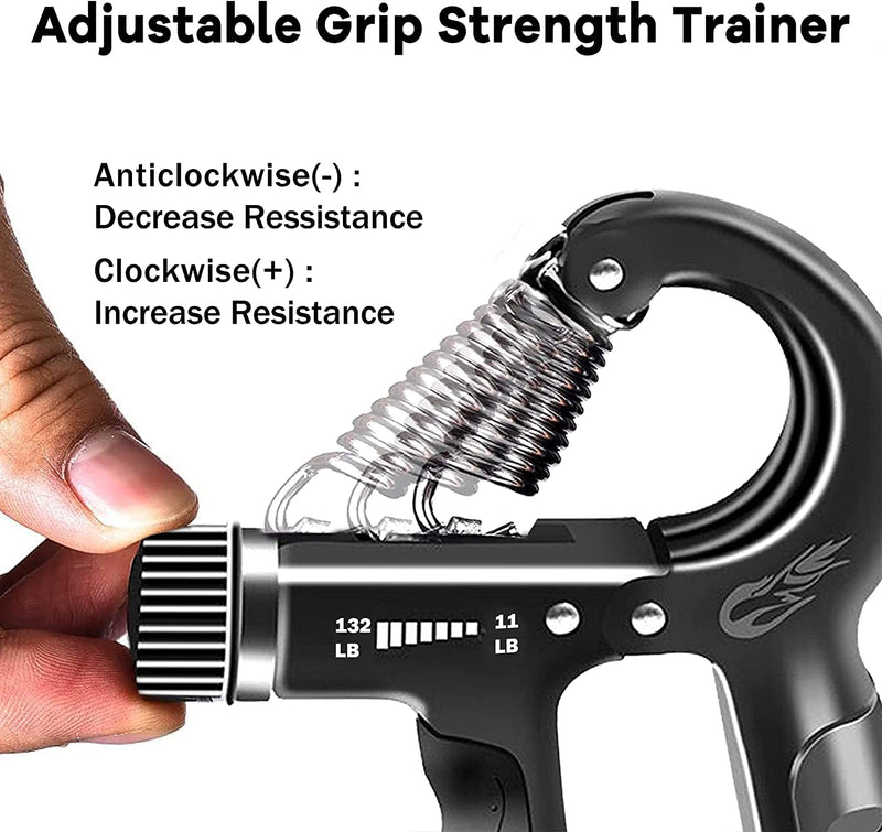 [Australia] - FLYFE Grip Strength Trainer 2 Pack or 5 Pack 11-132 lbs, Adjustable Resistance Hand Grip Strengthener for Muscle Building and Injury Recovery 