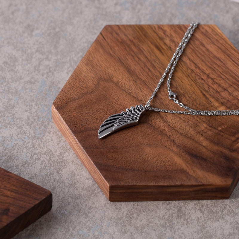 [Australia] - ZARABE Cremation Jewelry Angel Wing Feather Necklace Memorial Ash Keepsake Urn Pendant 