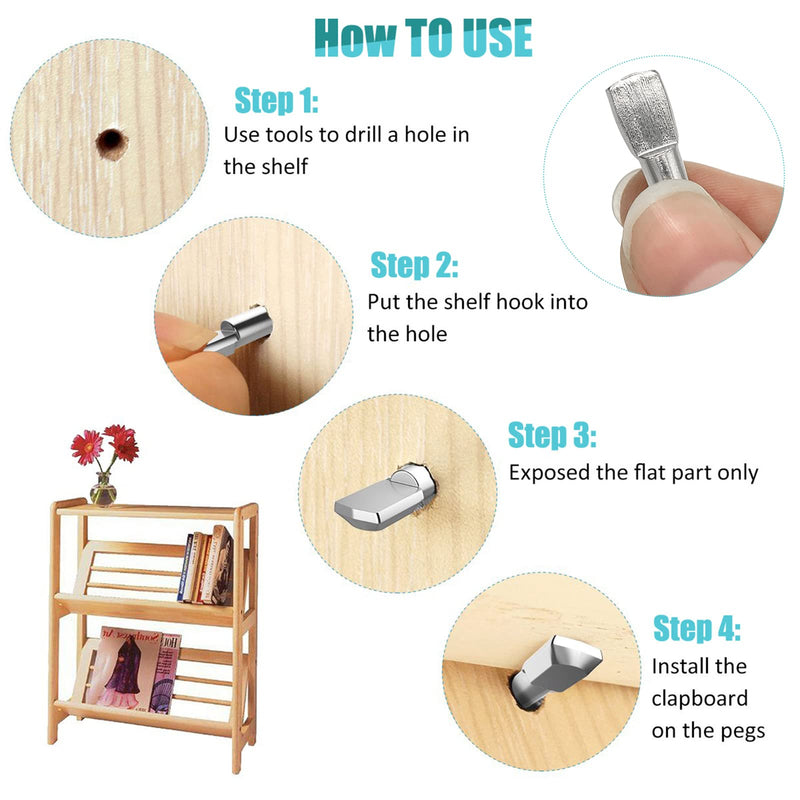 [Australia] - 100 Pcs Shelf Pins Pegs,5mm Spoon Shape Nickel Plated Shelf Support Pegs,Bookshelf Pegs for Shelves,Cabinet Shelf Bracket Pegs Shelf Pins Holders for Kitchen Furniture & Closet 