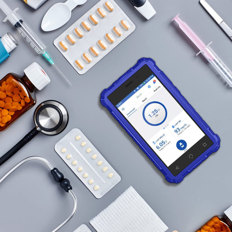 [Australia] - MEDMAX Silicone Case for Omnipod Dash PDM (Personal Diabetes Manager), Lightweight Shockproof Anti Slip Protective Cover Soft Gel Skin with Raised Bezel for Omnipod Dash Device (Navy) Navy 