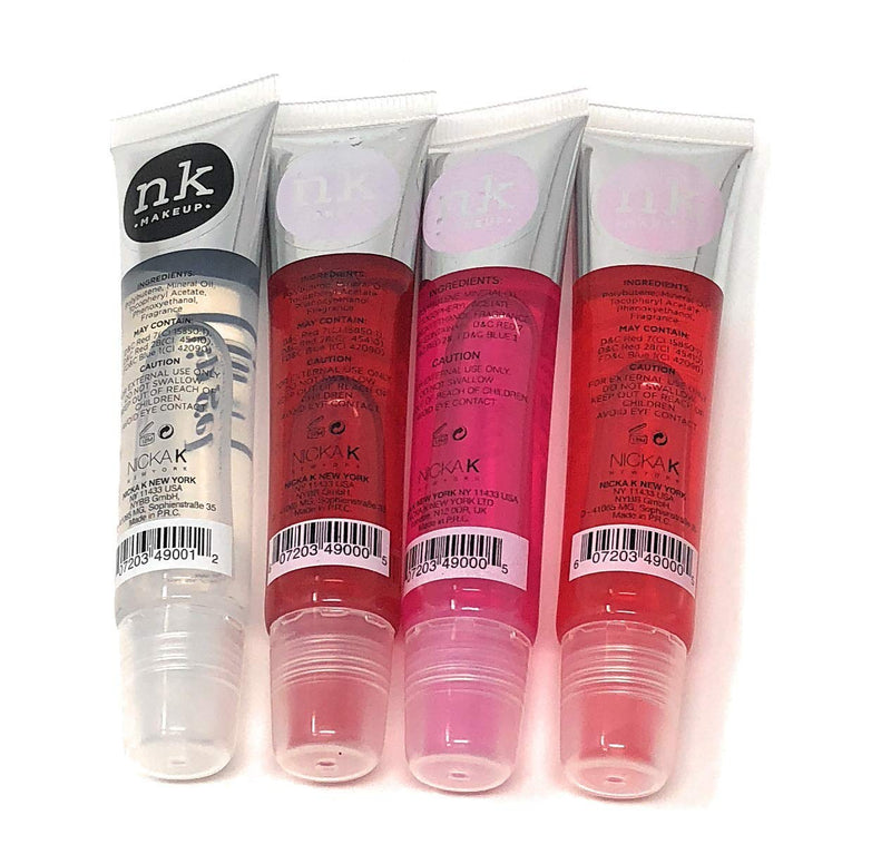 [Australia] - 8 Pack Nicka K Lip Gel (2 CLEAR, 2 STRAWBERRY, 2 CHERRY, 2 BUBBLE GUM) 