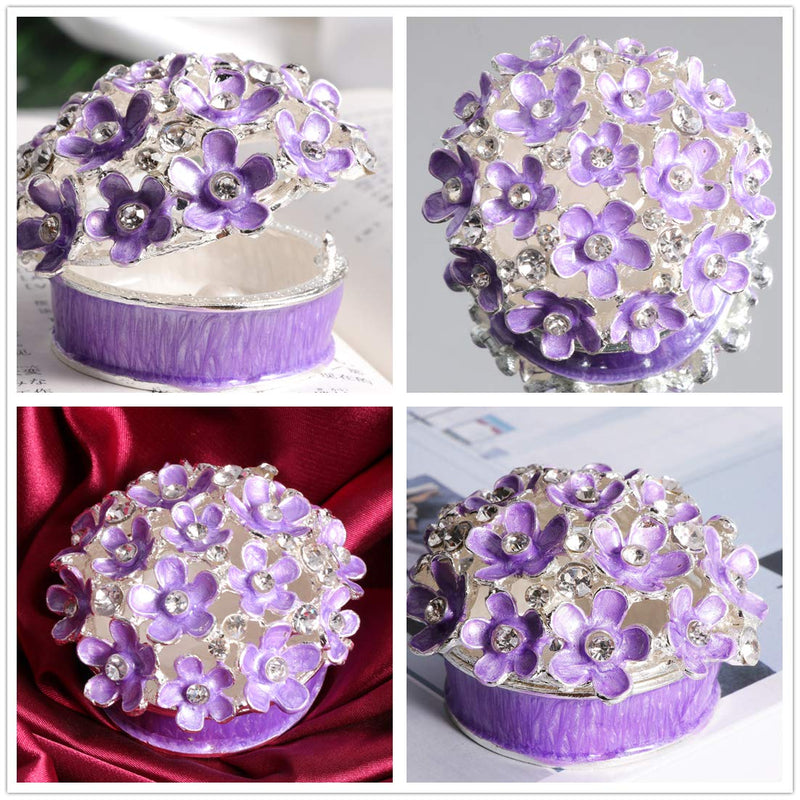 [Australia] - Waltz&F Purple Flower Box Hinged Trinket Box Ring Holder Jewelry Box Handmade Table Centerpiece Decor Collection 