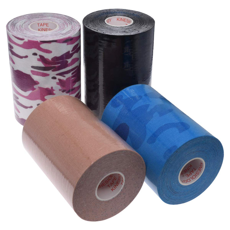 [Australia] - PTmehuu Kinesiology Tape Extra Wide 2 inch 4 inch x 16.4 feet Roll Waterproof Latex Free Athletic for Pain Relief, Muscle Support, Recovery 4 Inch x 16.4 Feet (1 Roll) Beige 