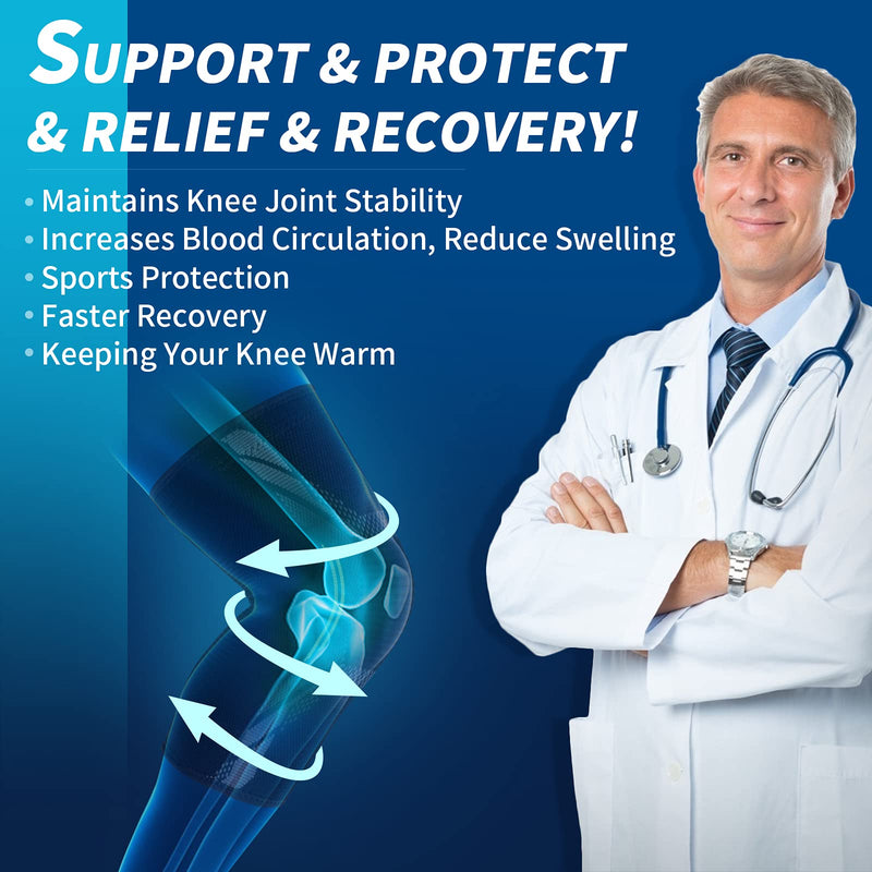 [Australia] - DARLIS 2 Pack Knee Braces for Knee Pain Men Women - Knee Compression Sleeve Support, Non-Slip Knee Brace for Running, Gym, Workout - High Stretch Knee Pads for Meniscus, ACL,Joint Pain L(18.6"-21.2") 