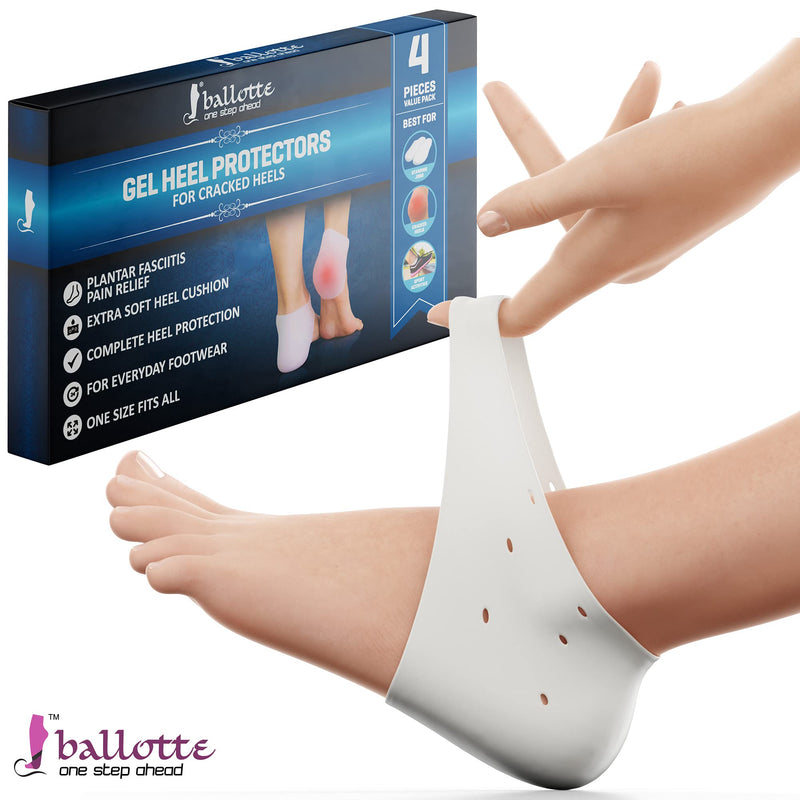 [Australia] - Silicone Heel Protector, Strong and Breathable Heel Protectors, Heel Cups for [Fast Heel Pain Relief], Plantar Fasciitis Support, Blister, Spur Relief for Men and Women, 2 Pair Silicone Socks Heel pads 2 Pack (4 Pieces) 