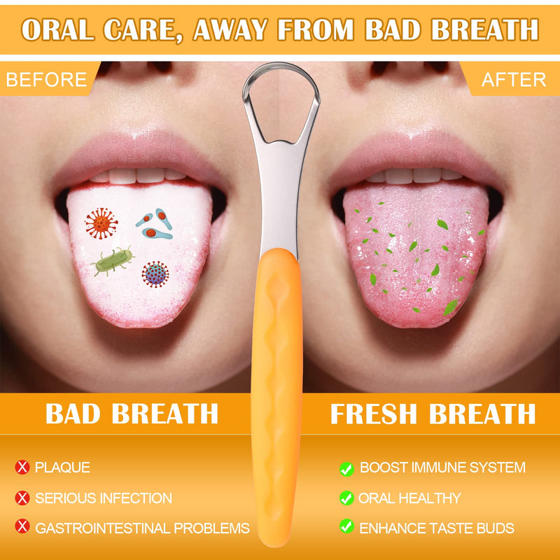 [Australia] - 4 Pcs Tongue Scraper,Tongue Scraper with Case Cleaner Stainless Steel Tongue Brush Set for Adults & Kids,Toungescraper with Travel Case Tongue Scrapers for Adults Kids - Oral Hygiene & Fresh Breath 4 Pieces 