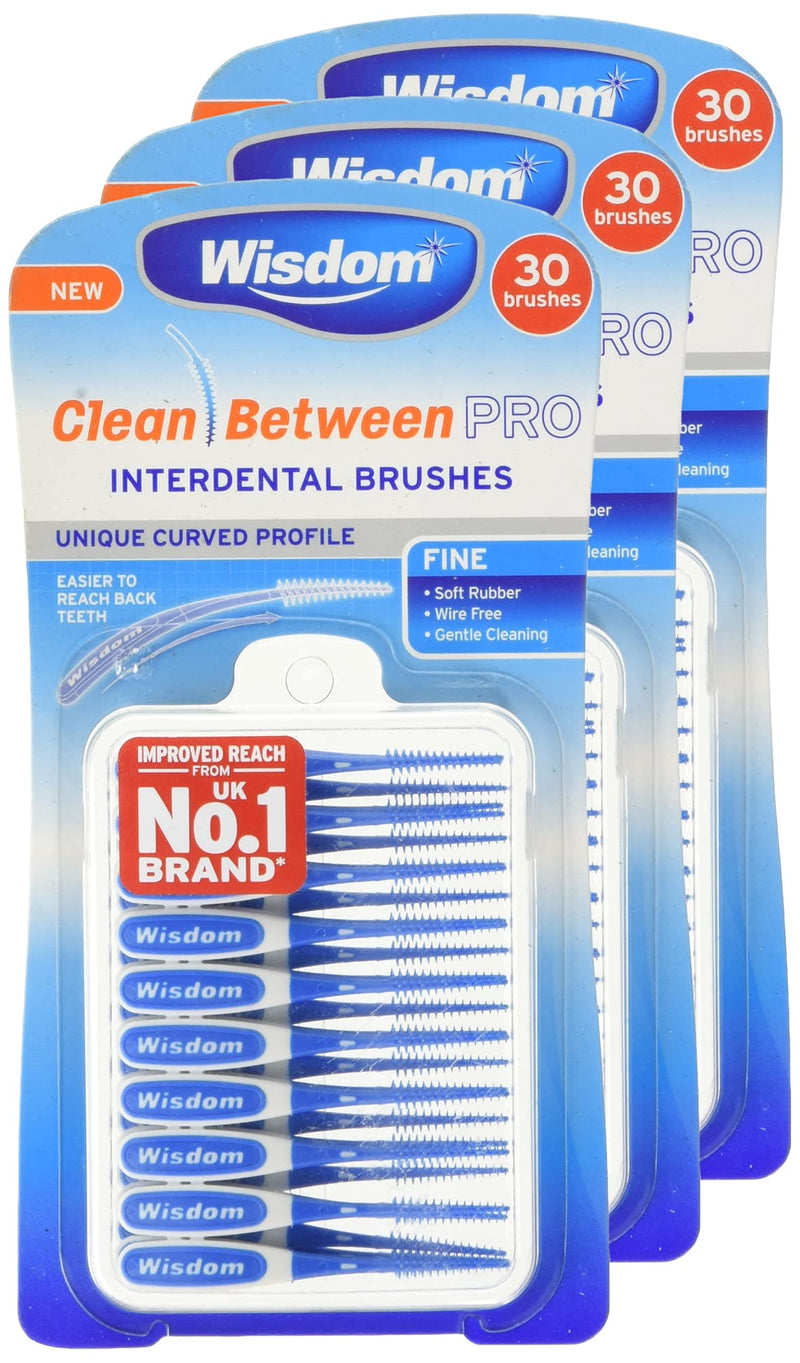 [Australia] - Wisdom Toothbrushes Clean Between Pro Interdental Brushes, Fine, Pack of 3, 90-Count, 100 g 