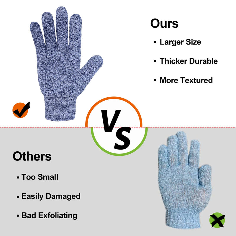 [Australia] - Migliore Wear Exfoliating Gloves, 3 DISTINCT TEXTURES Body Scrub Gloves, Natural Bath/Shower Scrubber Gloves, Beauty Loofah Body Exfoliator Mitt with Hanging Loop(Heavy) 1 Pair Heavy 