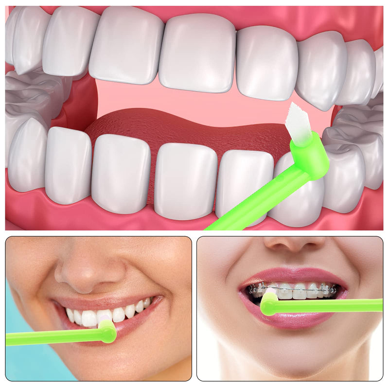 [Australia] - WLLHYF Single Tuft Toothbrush 2 Pieces Interspace Tuft Brush Soft Teeth Brushes Manual Toothbrushes End-tuft Toothbrush for Gap Orthodontic Braces Sensitive Gums Deep Cleaning (Green, Blue) Green, Blue 