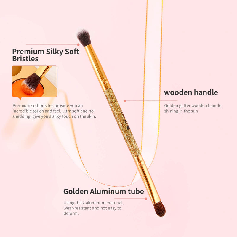 [Australia] - DUcare Eyeshadow Brush Set Duo End Eye Makeup Brushes Golden Glitter Professional Eyeshadow Brushes 5Pcs Travel Concealer Eyebrow Eyelash Eye Liners Blending B06 