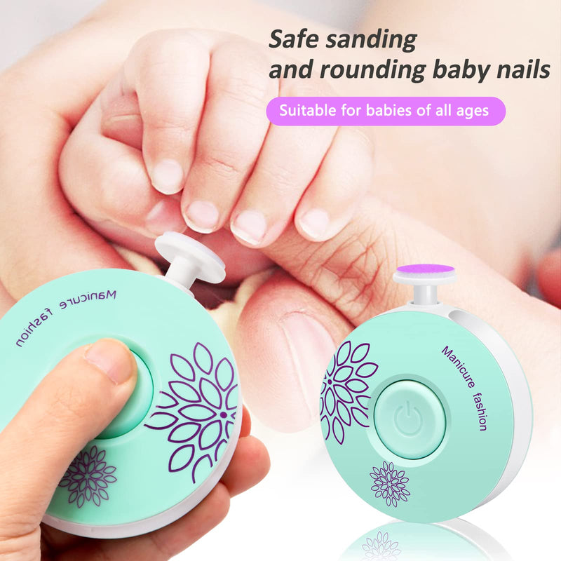 [Australia] - Yasmous Baby Nail File Electric Nail Trimme Quiet Design Baby Nail Drill Clippers, Safe Newborn Toddler Kids or Adults, Baby Nail Care Manicure Set 6 Grinding Heads (Batteries NOT Included) 