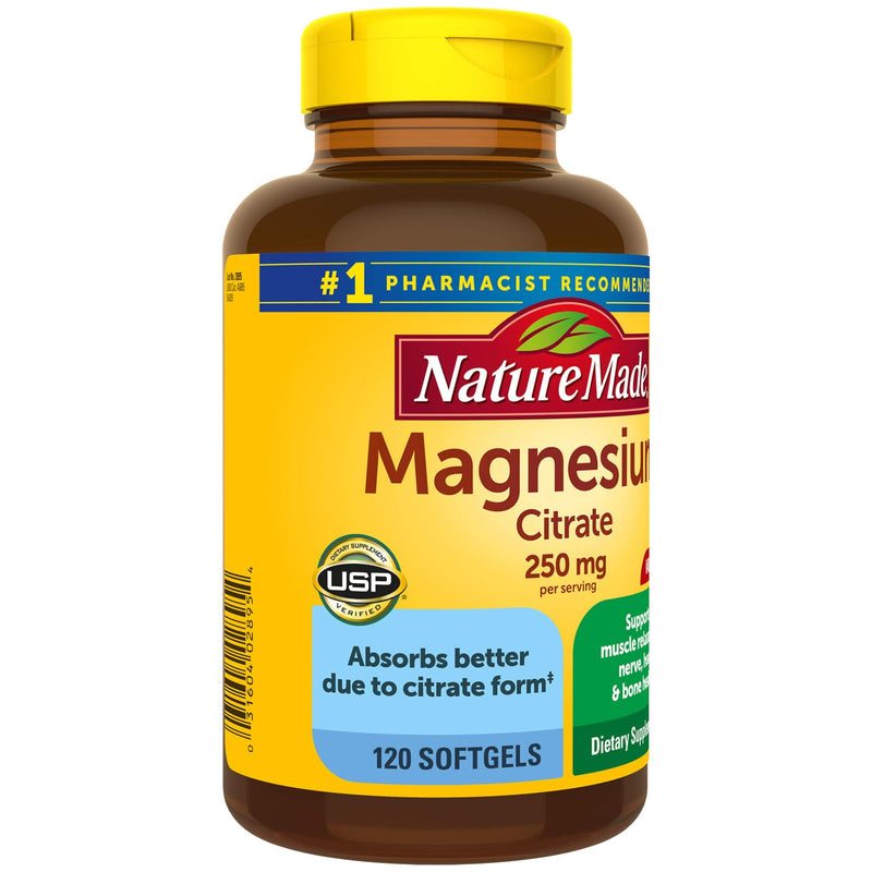 [Australia] - Nature Made Magnesium Citrate 250 mg, Dietary Supplement for Muscle Support, 120 Softgels, 60 Day Supply 120 Count (Pack of 1) 