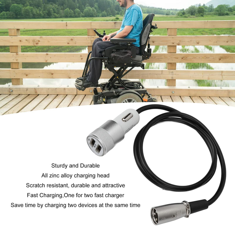 [Australia] - FILFEEL Electric Wheelchair Phone Charger, 1 for 2 Universal USB Charger from the Mobility Scooter Small Car - Fast Charger, Zinc Alloy 