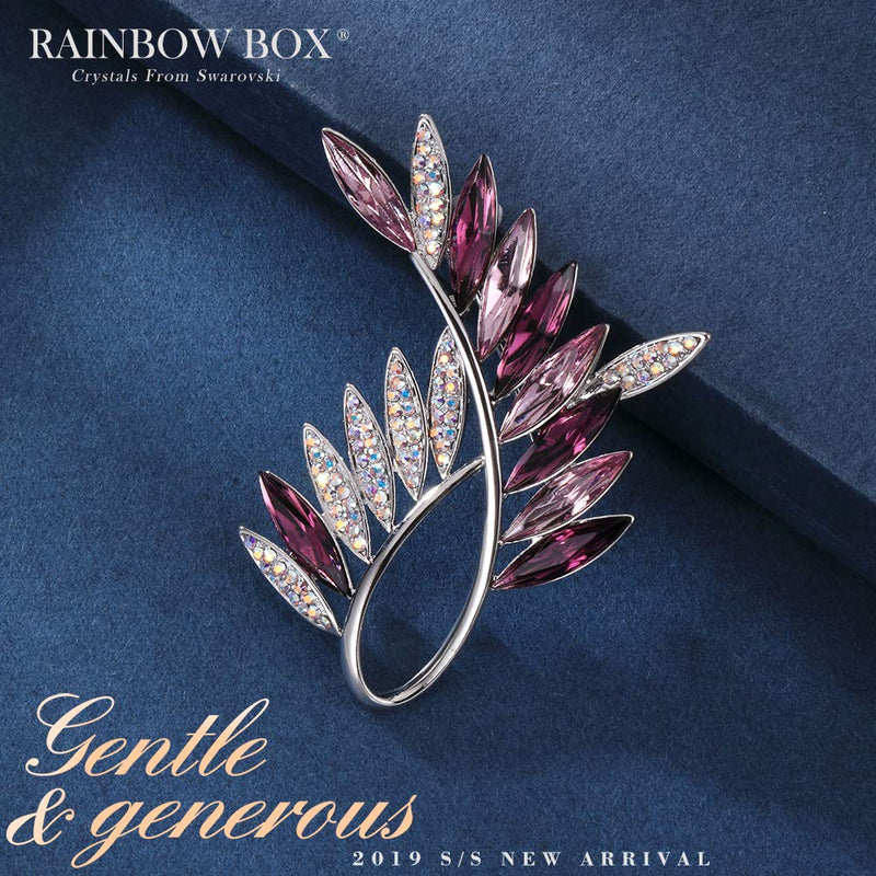 [Australia] - Rainbow Box Brooches for Women, Brooch with Swarovski Crystal Jewelry Fashion Women's Brooches & Pins Purpel 
