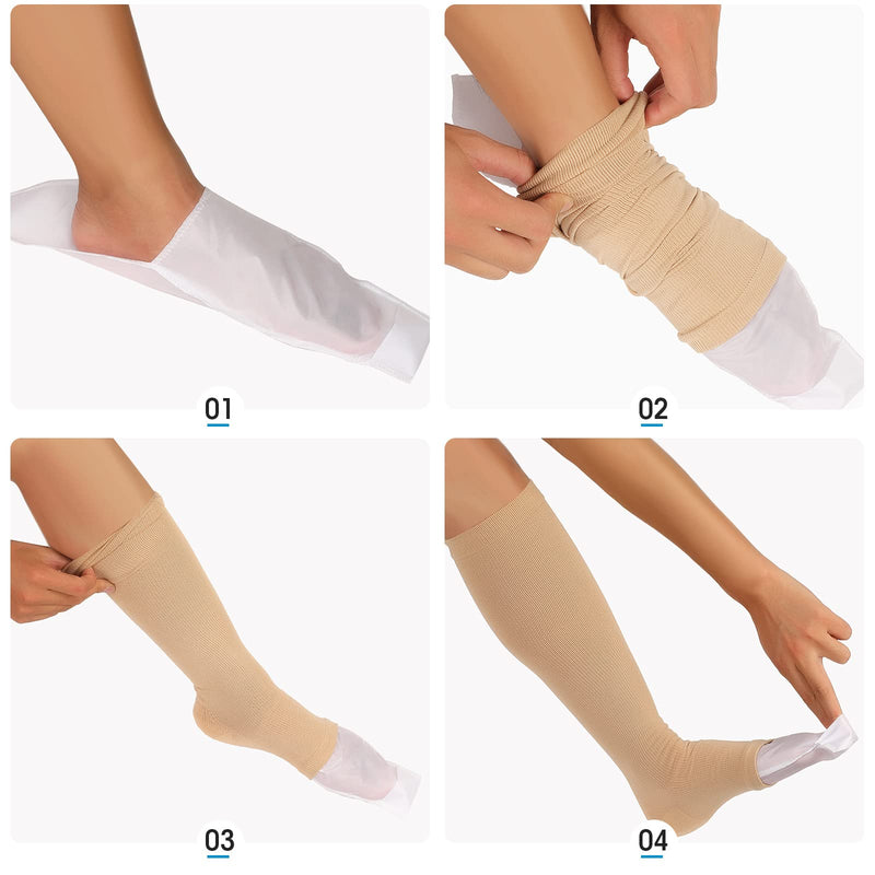[Australia] - 10 Pieces Easy Slide Open Toe Compression Sock Aid Slip Stocking Applicator Open Toe Compression Stockings for Assist Putting on for Elderly, Disabled, Pregnant Men or Women 