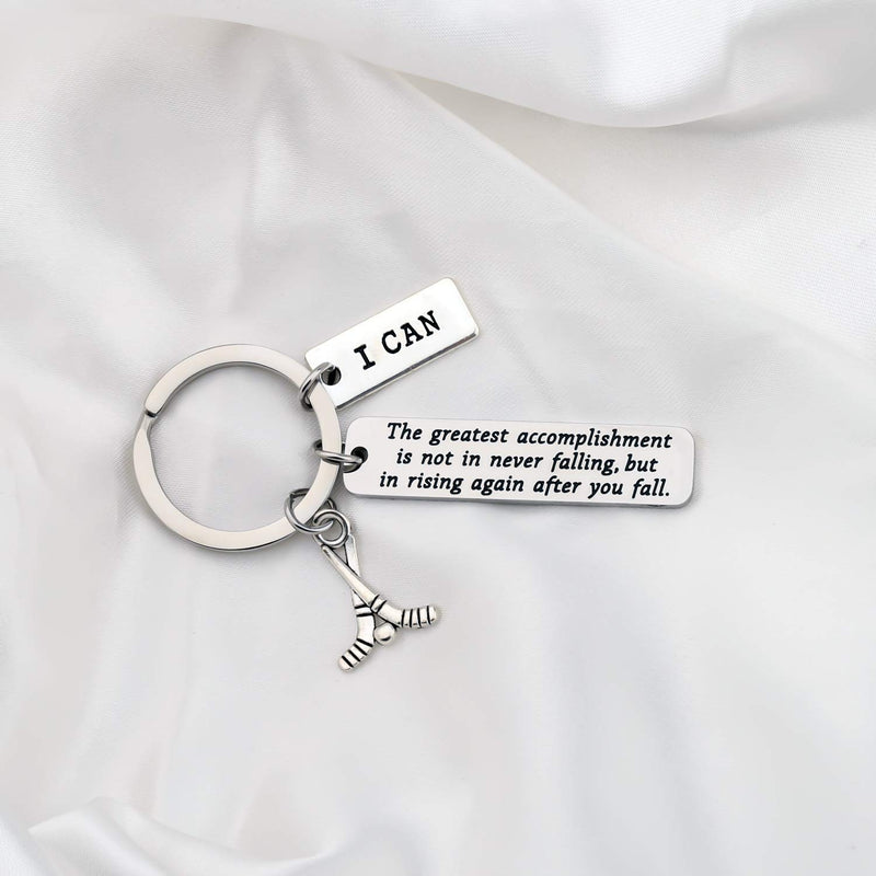 [Australia] - FUSTMW Hockey Gift Ice Hockey Charm Keychain Inspirational Hockey Team Gift Ice Hockey Players Gift for Hockey Moms & Coaches silver 