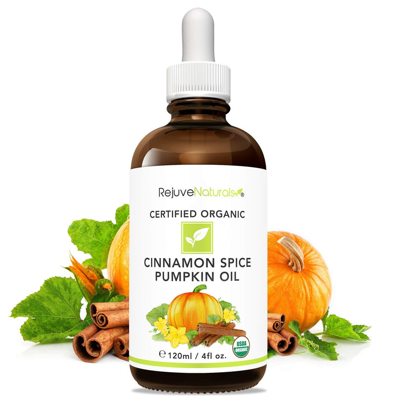 [Australia] - USDA Organic Cinnamon Spice Pumpkin Seed Oil (LARGE 4-OZ Bottle) Warm & Uplifting Full Body Massage Oil. Promote Scalp Health & the Growth of Thick, Lustrous Hair. Nourish and Hydrate Dry, Rough Skin. 