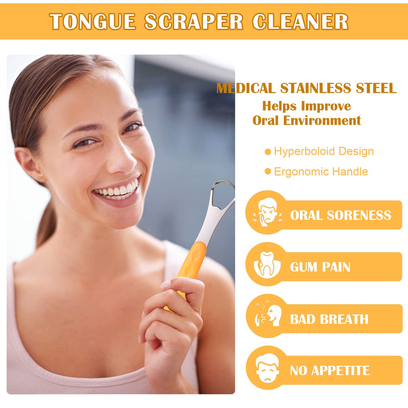 [Australia] - 4 Pcs Tongue Scraper,Tongue Scraper with Case Cleaner Stainless Steel Tongue Brush Set for Adults & Kids,Toungescraper with Travel Case Tongue Scrapers for Adults Kids - Oral Hygiene & Fresh Breath 4 Pieces 