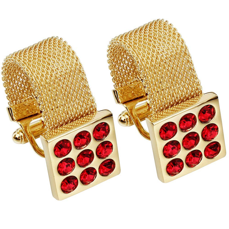 [Australia] - HAWSON Mens Cufflinks with Chain - Stone and Shiny Gold Tone Shirt Accessories - Party Gifts for Young Men (Crystal) 