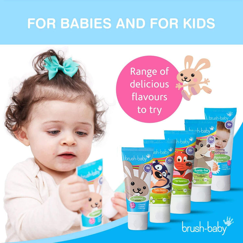 [Australia] - Brush-Baby Childrens Applemint Toothpaste with Xylitol 0-3 years 50ml (Pack of 3) 