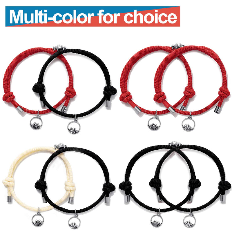 [Australia] - Upgraded Magnetic Couples Bracelets Mutual Attraction Relationship Matching Bracelets for Couples Friendship Promise Rope Braided Bracelet Set Gift for Women Men Boy Girl Him Her BFF Best Friends 2pcs Black Magnetic Couple Bracelet 