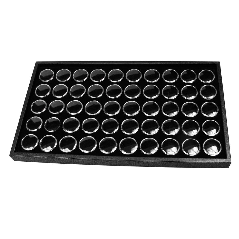 [Australia] - Ikee Design Black Foam Gem Jars Showcase Stackable Display Tray for Collectibles, Home Organization Storage Box with 50 Gemstones and Bead Storage Jars clear 