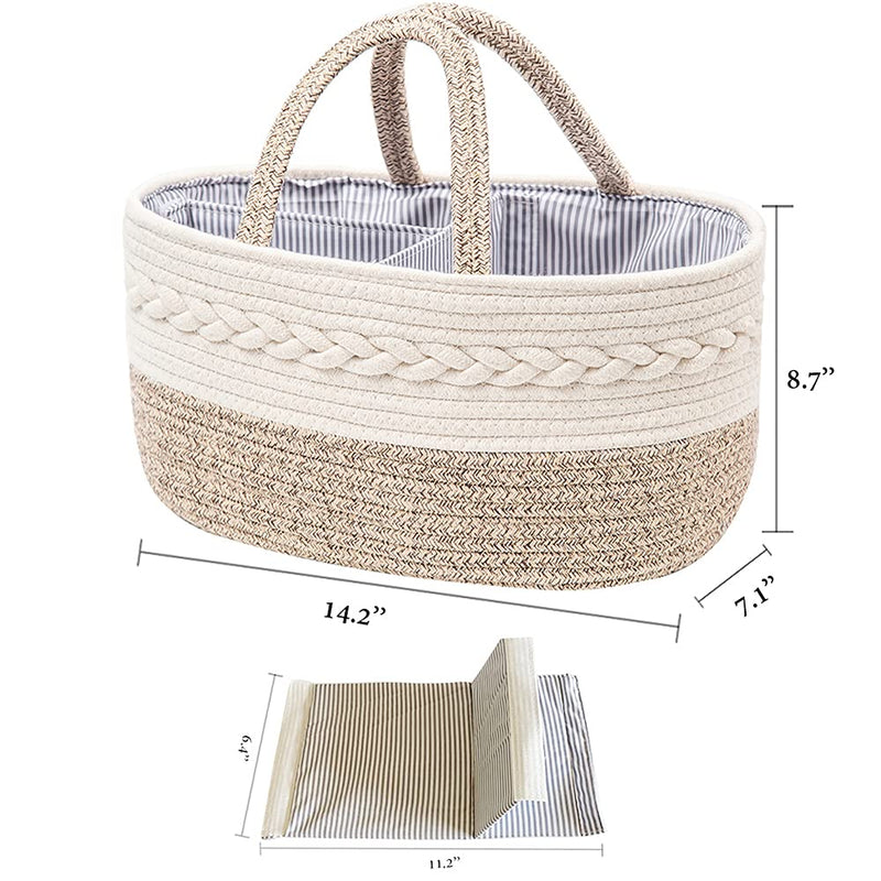 [Australia] - Baby Nappy Caddy Organiser,Portable Cotton Rope Woven diaper Caddy-Nursery Storage, DIY Basket with Changeable Compartments, Newborn Shower Gift Tote Bag (Yellow) Yellow 