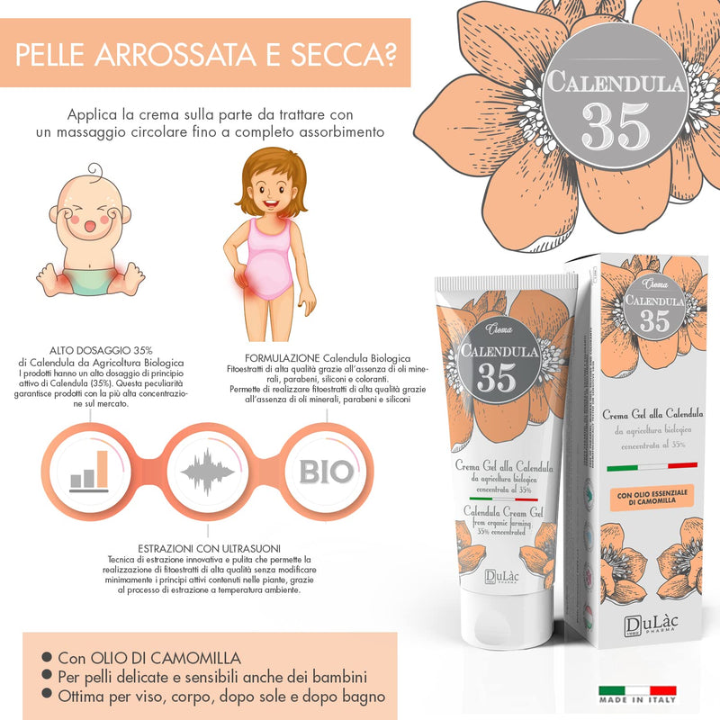 [Australia] - Dulàc Calendula Cream Natural Formula, Ideal as Baby Cream for Nappy Rash - Organic Calendula Nappy Cream Gel, Moisturising, Soothing and Repairing for the Sensitive Skin of Newborn and Toddler 