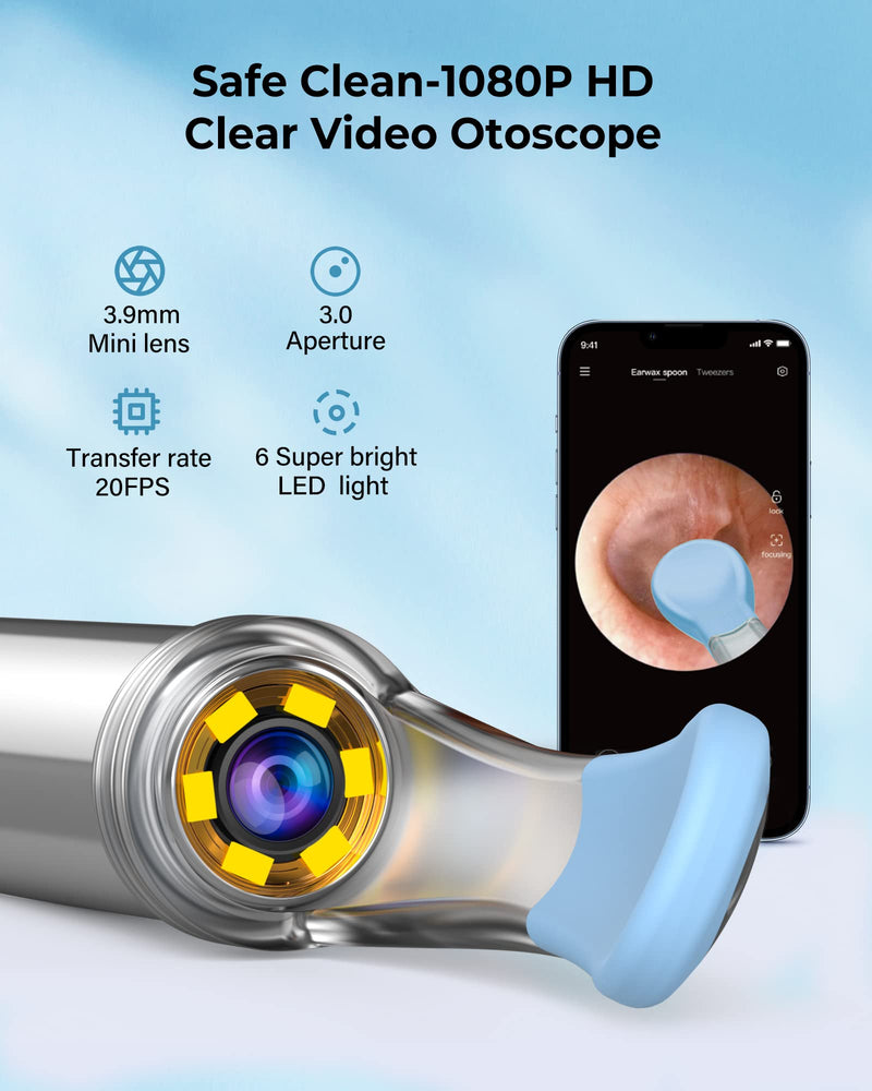 [Australia] - BEBIRD® R1 Ear Wax Removal Tool with Otoscope 1080P, Ear Cleaner with 2 Sprial Silicone Ear Scoops, Ear Camera with 6 LED Light Compatible with iPhone, Andriod Phones and Tablets(White) 