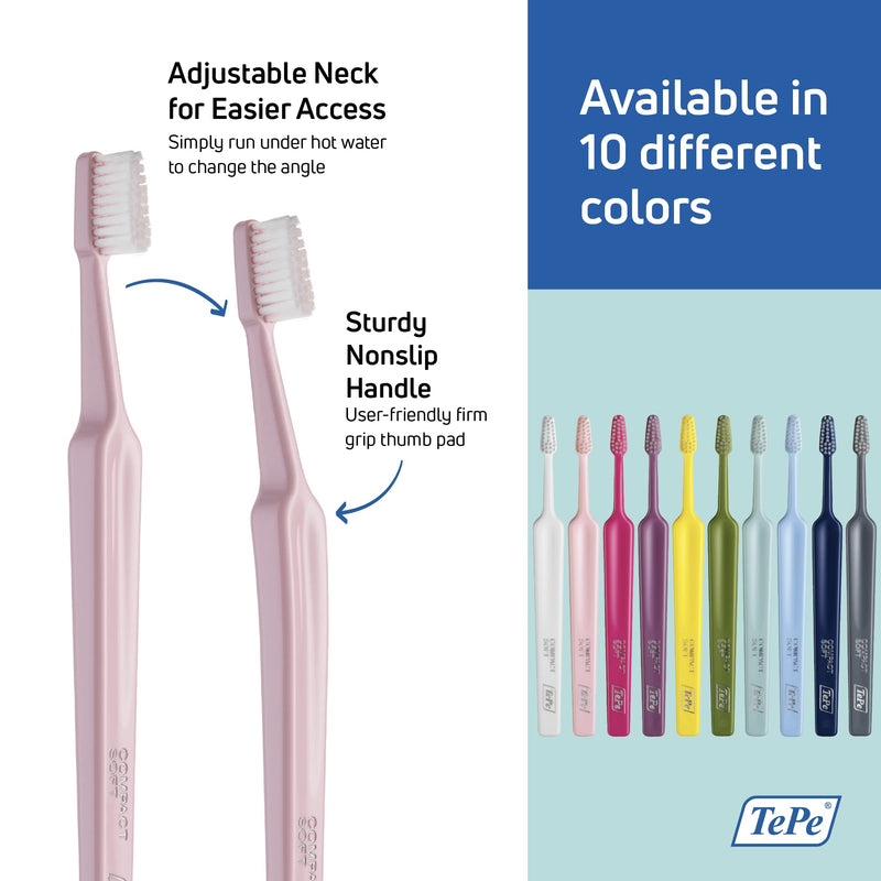 [Australia] - TEPE Select Compact Soft Toothbrush / Small, User-Friendly Brush / 1 X Select Compact Soft Brush, Assorted Colors 1 Count (Pack of 1) 
