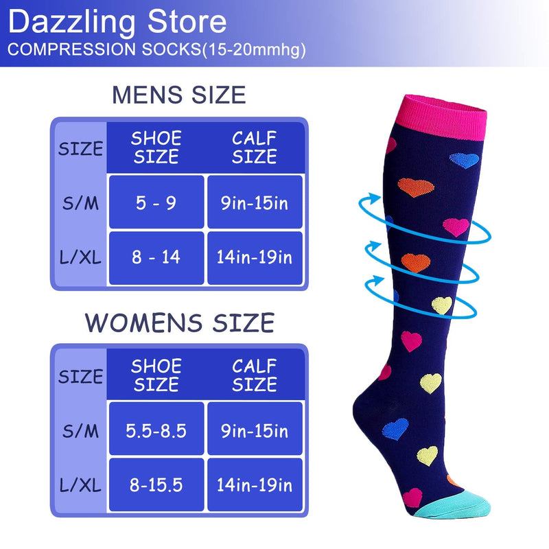 [Australia] - Compression Socks 15-20 mmHg is Best Athletic for Men & Women Running Flight Travel Nurses Pregnant 08(8 Pairs) Blue/Navy/White/Black/Navy/Gray/Black/Blue Small-Medium 